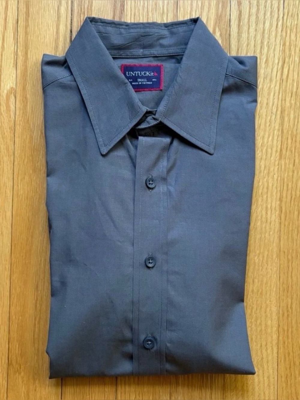 UNTUCKit Men’s Long Sleeve Shirt 100% Cotton Regular Fit Small Gray Solid